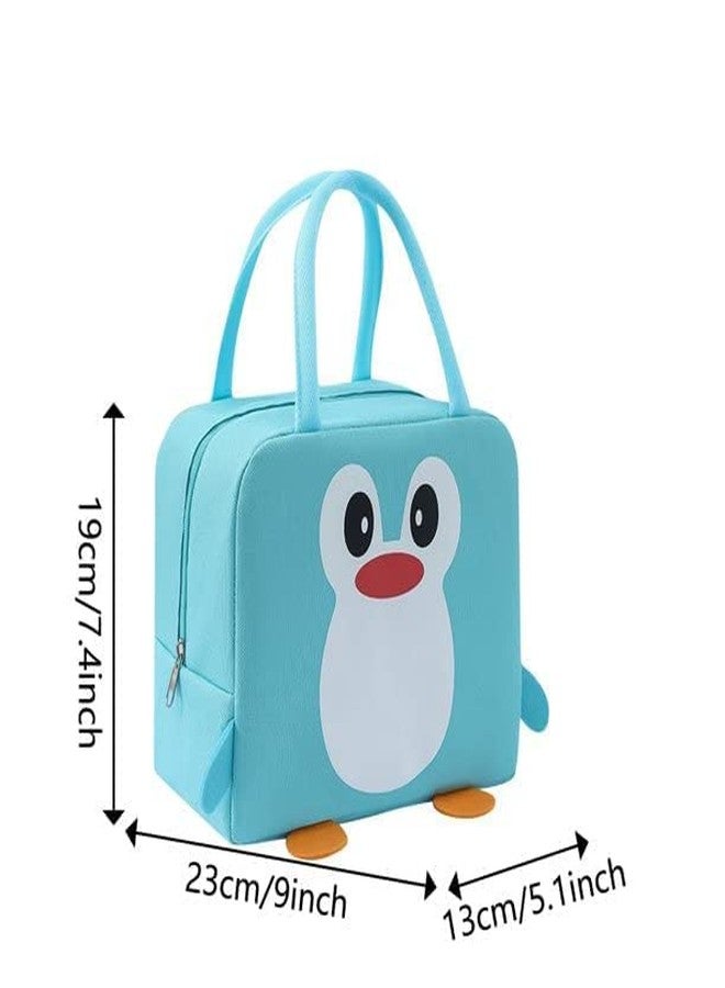 Flywind Lunch Bag || Cute Cartoon Penguin || Organizer Storage || Travel Lunch Tiffin Storage Bag for Office, College & School Polyester, Regular Size(Sky Blue) - Image 2